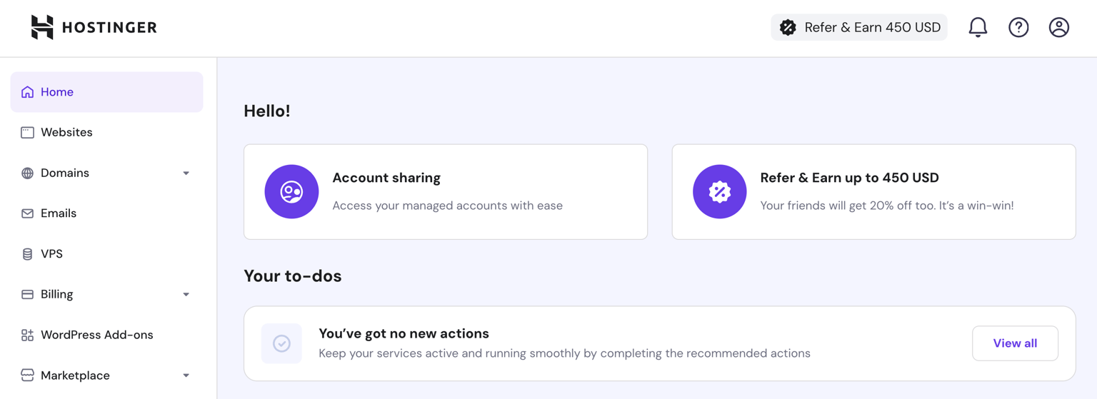 Hostinger interface screenshot